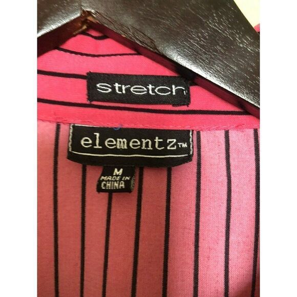 Elementz Stretch Hot Pink Striped Botton-up Blouse Size M - Picture 8 of 9